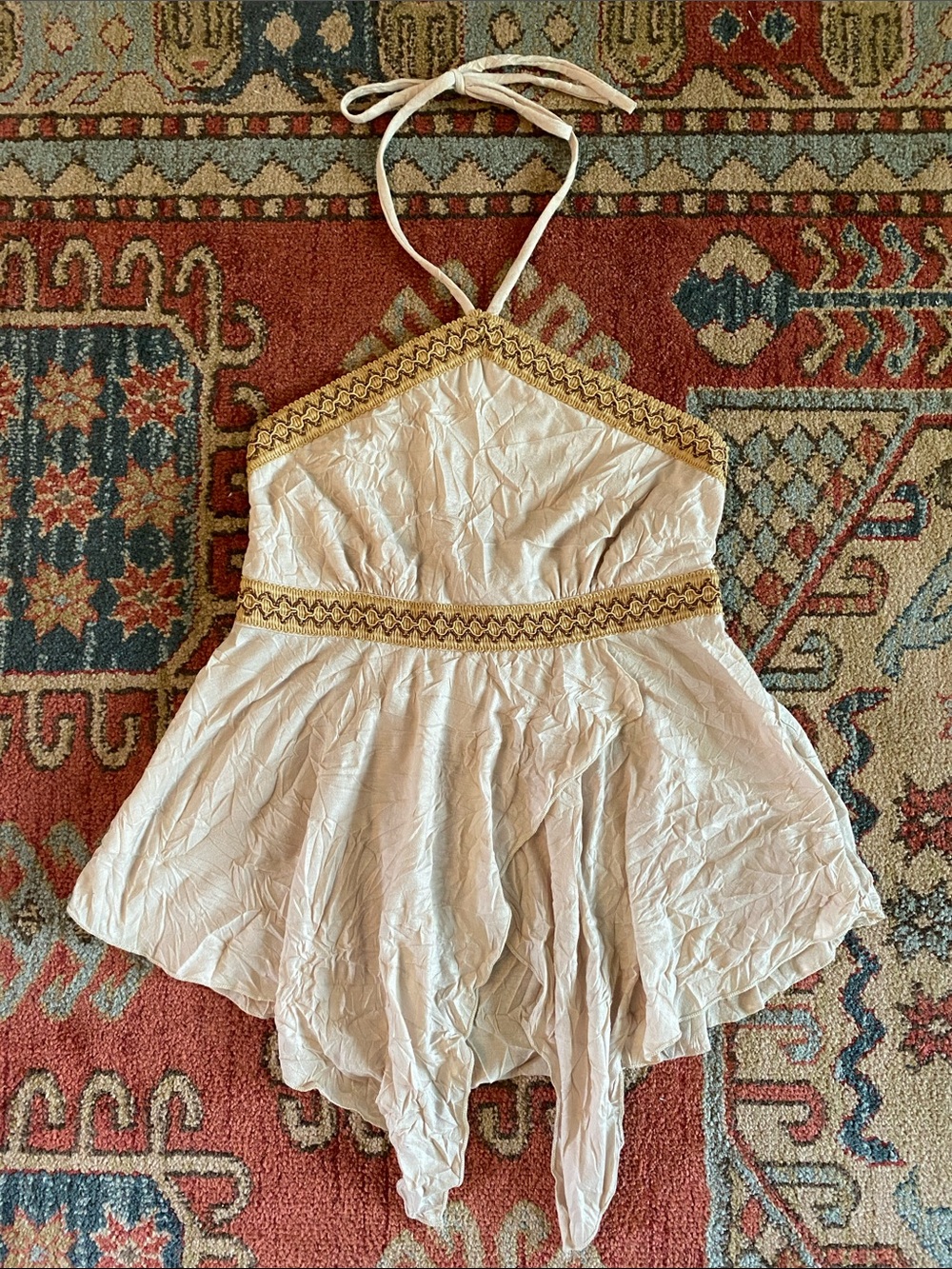 2 For $50 - Halter Embellished Handkerchief Hem Top